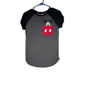 Disney Mickey Mouse pocket jersey style gray and black size M Tshirt